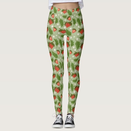 Muster für Obstkörbe - Erdbeeren Leggings (Vorderseite)