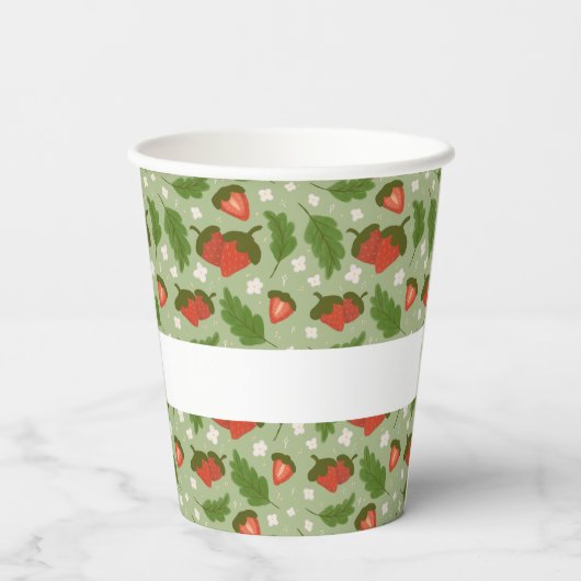 Muster für Obstkörbe - Erdbeeren Pappbecher (Rückseite)