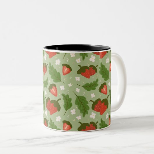 Muster für Obstkörbe - Erdbeeren Zweifarbige Tasse (VorderseiteRechts)
