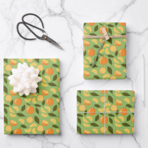 Muster für Obstkörbe - Orangen Geschenkpapier Set