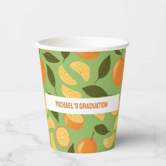 Muster für Obstkörbe - Orangen Pappbecher (Vorderseite)