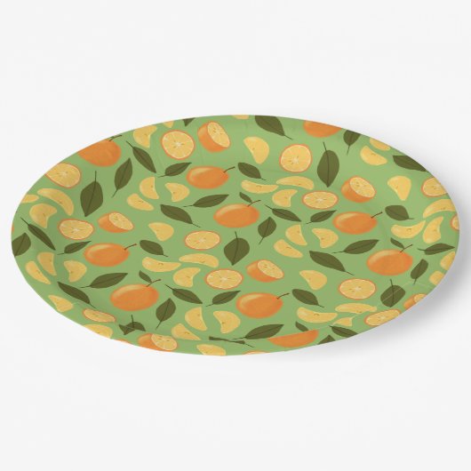 Muster für Obstkörbe - Orangen Pappteller (Schrägansicht)