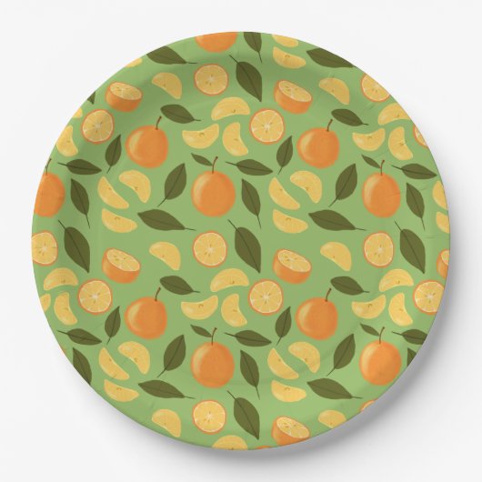 Muster für Obstkörbe - Orangen Pappteller (Vorderseite)