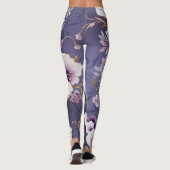 Muster für Orchideen - Violett weiß und Gold Leggings (Rückseite)