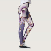 Muster für Orchideen - Violett weiß und Gold Leggings (Rechts)