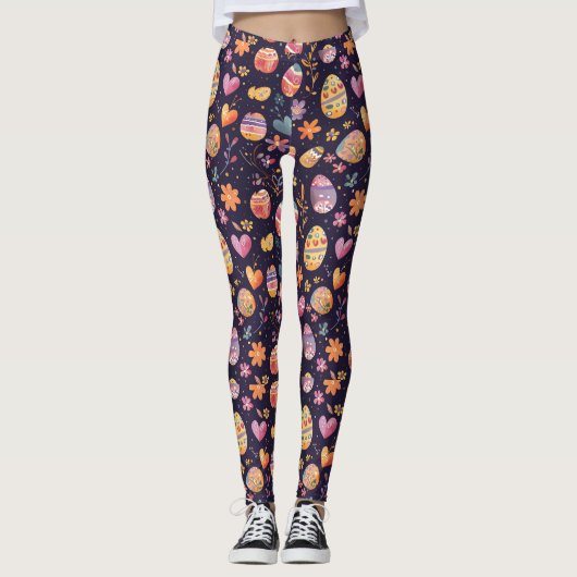 Muster für Ostereier und Blume Leggings (Vorderseite)