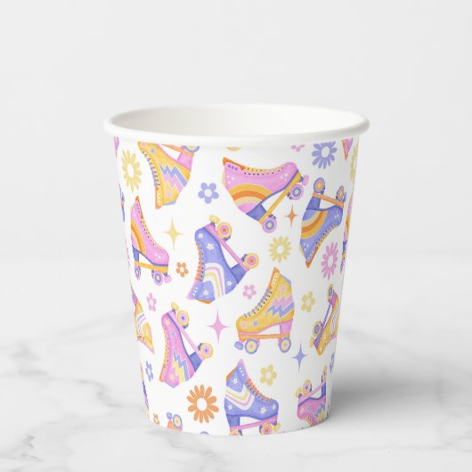 Muster für Party-Skate-Retro-Rollen Pappbecher (Rückseite)