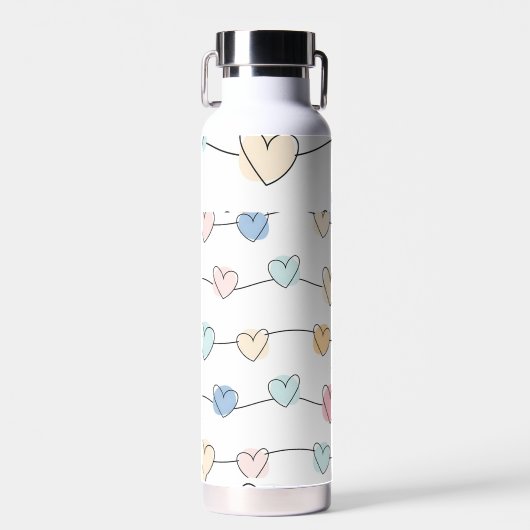 Muster für Pastel Heart Strings | Niedlich Minimal Trinkflasche (Vorne)