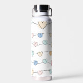 Muster für Pastel Heart Strings | Niedlich Minimal Trinkflasche (Rückseite)