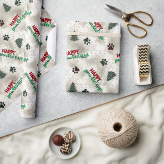 Muster für Paw-Prints und Pine-Trees Geschenkpapier