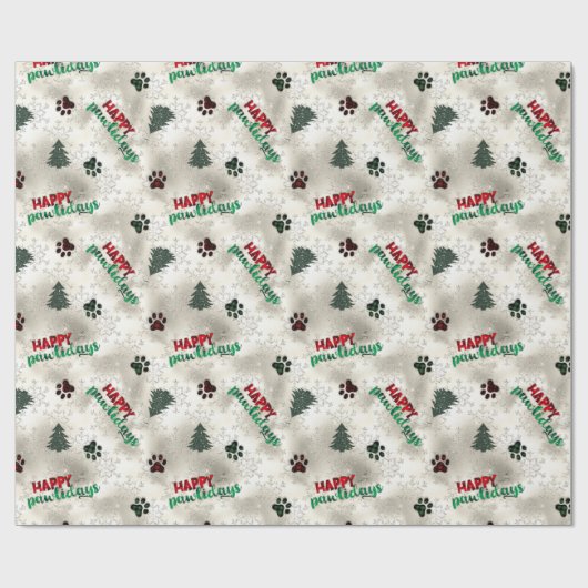 Muster für Paw-Prints und Pine-Trees Geschenkpapier (Flach)