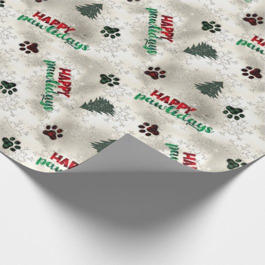Muster für Paw-Prints und Pine-Trees Geschenkpapier (Ecke)