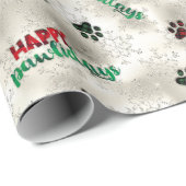 Muster für Paw-Prints und Pine-Trees Geschenkpapier (Rolleneckpunkt)