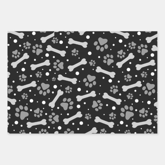 Muster für Paw und Knochen Geschenkpapier Set (Vorderseite)