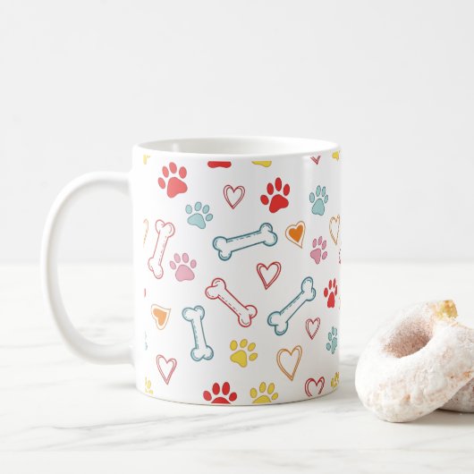 Muster für Paws und Herz Kaffeetasse (Mit Donut)