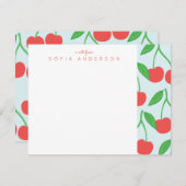 Muster für Personalisierte Blätter und Kirschen Mitteilungskarte (Vorne/Hinten)