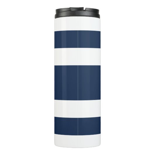 Muster für personalisierte blaue Streifen Thermosbecher (Rückseite)