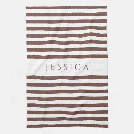 Muster für personalisierte braune Streifen Geschirrtuch (Vertikal)