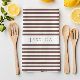 Muster für personalisierte braune Streifen Geschirrtuch