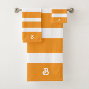 Muster für personalisierte Orangen- und Weißstreif Badhandtuch Set