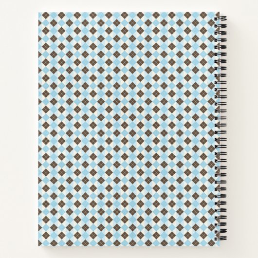 Muster für Personalisierte Raute in Blau und Braun Notizblock (Rückseite)