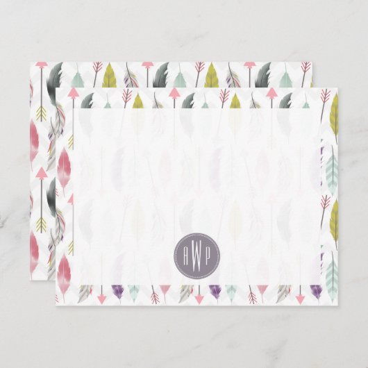 Muster für Pfeile und Federn Mitteilungskarte (Vorne/Hinten)