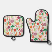 Muster für pflanzliche Lebensmittel Ofenhandschuh & Topflappen-Set (Vorderseite)
