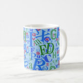 Muster für phantastische blaue Buchstaben Kaffeetasse (VorderseiteRechts)