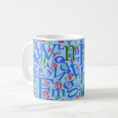 Muster für phantastische blaue Buchstaben Kaffeetasse (Vorderseite Links)