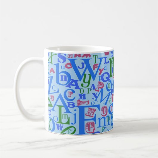 Muster für phantastische blaue Buchstaben Kaffeetasse (Links)