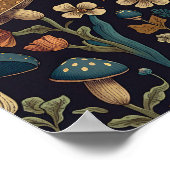 Muster für Pilze und Blume 2 Poster (Ecke)