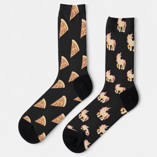 Muster für Pizza und Unicorns Socken (Linkes Detail)
