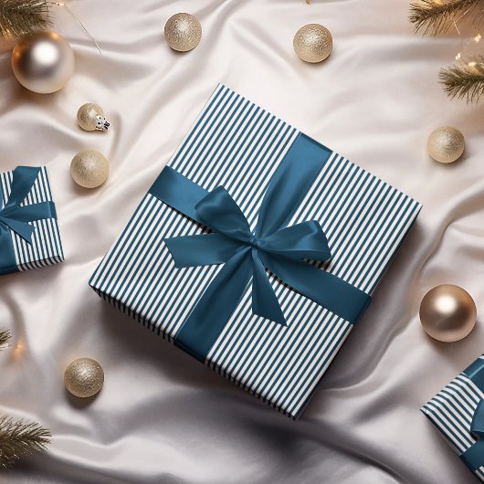 Muster für preußisch blaue und weiße Streifen Geschenkpapier