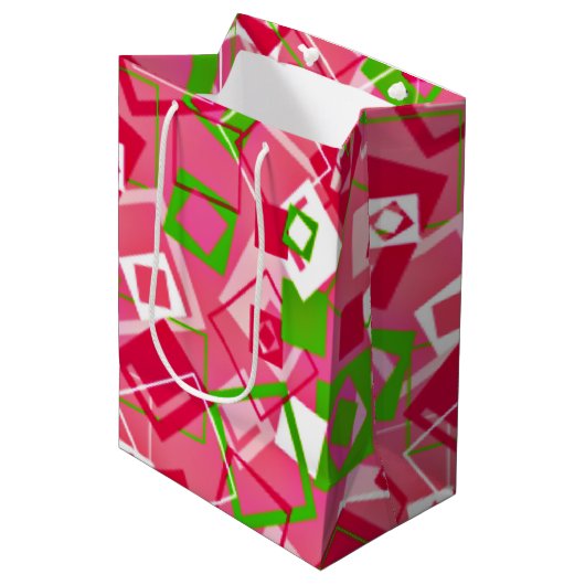 Muster für Re-Re-Quadrate Mittlere Geschenktüte (Vorderseite Schrägansicht)