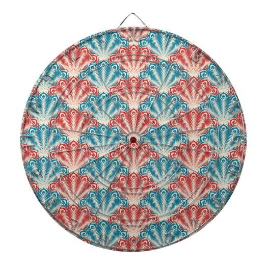 Muster für Red and Blue Peacock Schwanz Dartscheibe (vorne)
