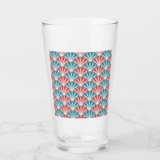 Muster für Red and Blue Peacock Schwanz Glas (Vorderseite)