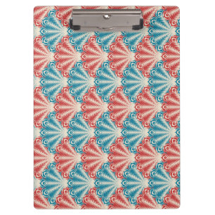 Muster für Red and Blue Peacock Schwanz Klemmbrett