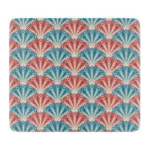 Muster für Red and Blue Peacock Schwanz Schneidebrett