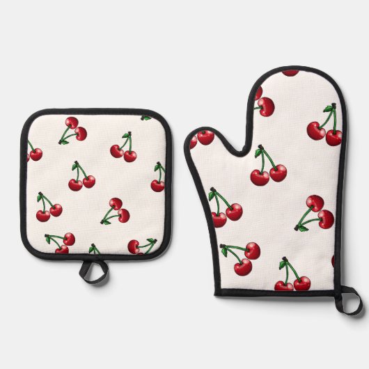 Muster für Red Cherries Ofenhandschuh & Topflappen-Set (Vorderseite)