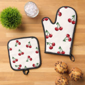 Muster für Red Cherries Ofenhandschuh & Topflappen-Set (Oben Unten)