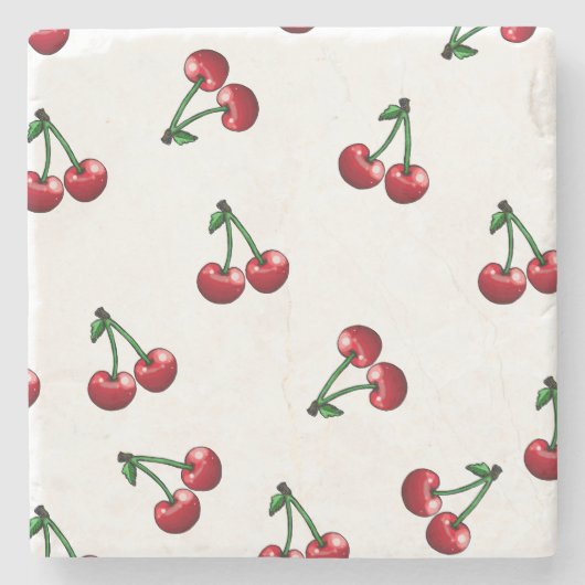 Muster für Red Cherries Steinuntersetzer (Vorderseite)