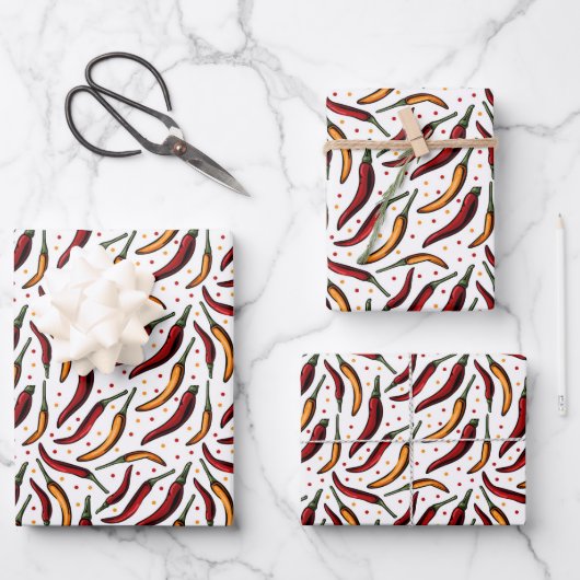 Muster für Red Chili Paprikaschoten Geschenkpapier Set (Vorderseite)
