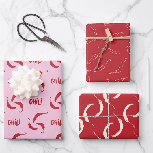 Muster für Red Chili Paprikaschoten Geschenkpapier Set (Vorderseite)