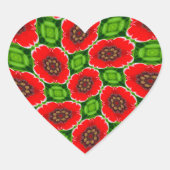 Muster für Red Corn Poppies Herz-Aufkleber (Vorderseite)
