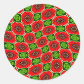 Muster für Red Corn Poppies Runder Aufkleber (Vorderseite)