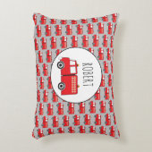 Muster für Red Fire Truck - Eigenname der Boys Dekokissen (Vorderseite(Vertikal))