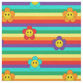 Muster für Regenbogenstreifen und Hippie-Blume Stoff