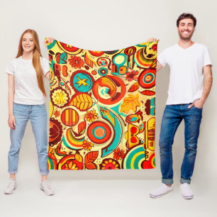Muster für Retro 70er Groovy Fall Herbstelemente Fleecedecke
