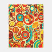 Muster für Retro 70er Groovy Fall Herbstelemente Fleecedecke (Vorderseite)