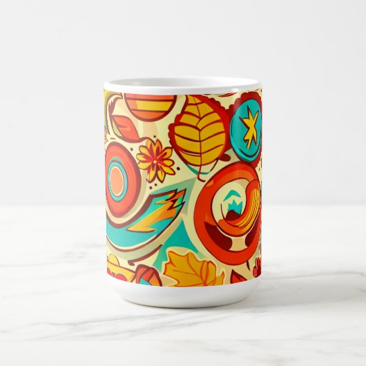 Muster für Retro 70er Groovy Fall Herbstelemente Kaffeetasse (Mittel)